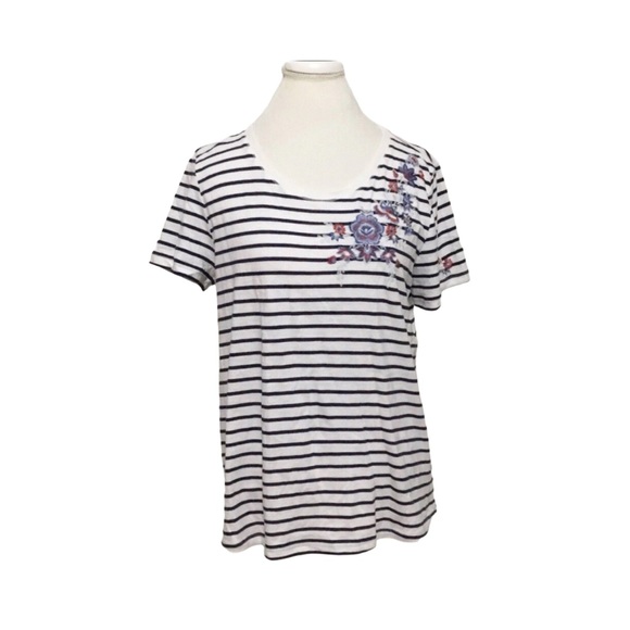 RXB Women’s Blouse Top Embroidered Striped M - Picture 1 of 6